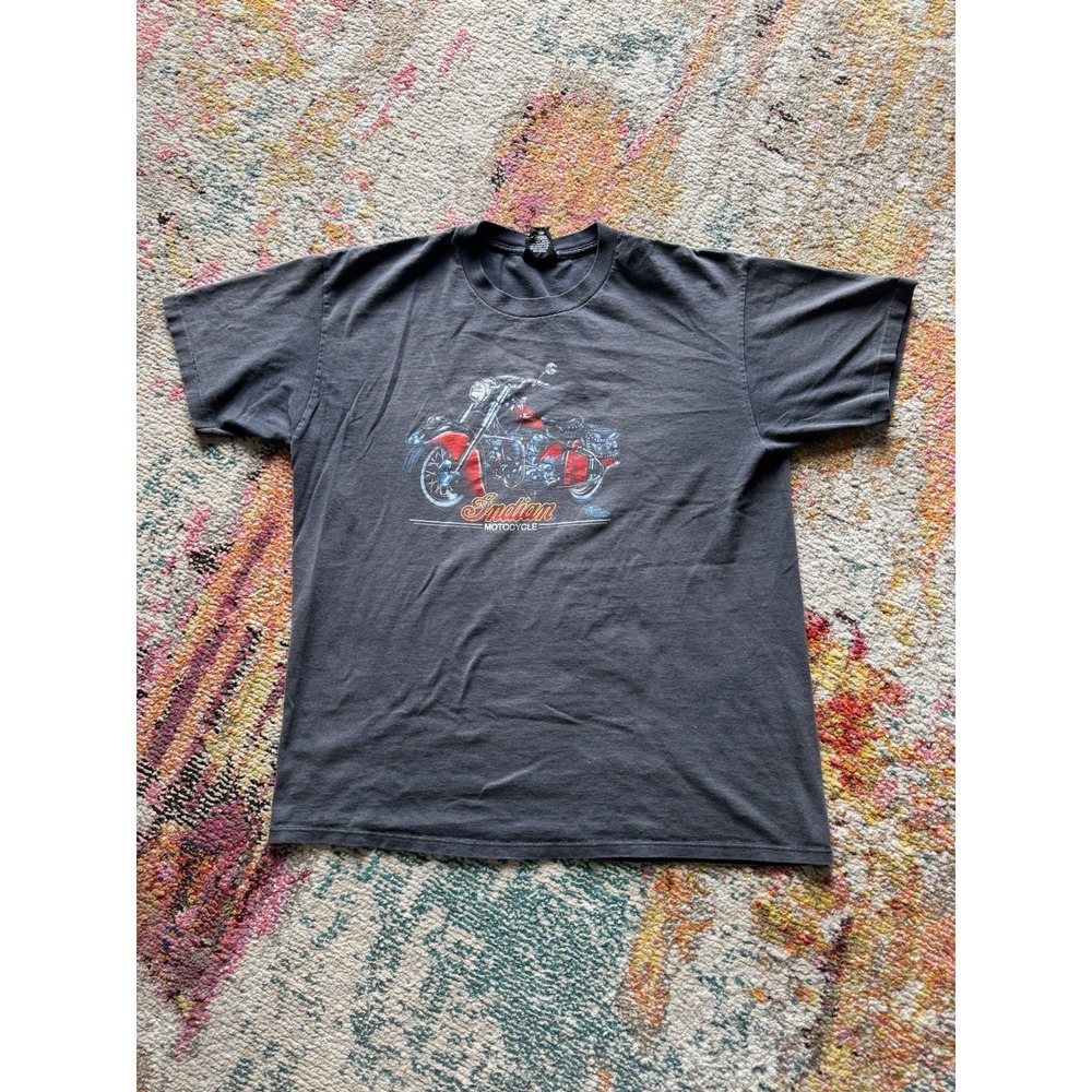 Vintage Indian Motocycle Trinity Products Faded Black‎ T-Shirt Men's Size XL